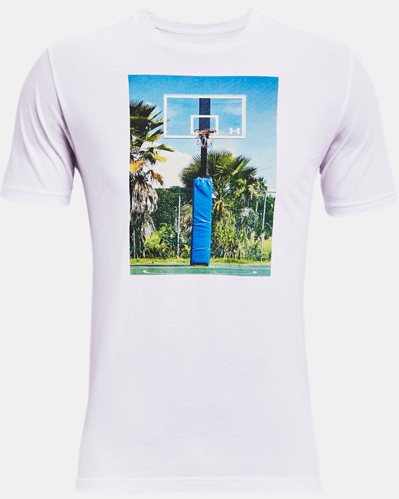 Men's UA Hoops Summer Daze T-Shirt, White, pdpMainDesktop image number 4